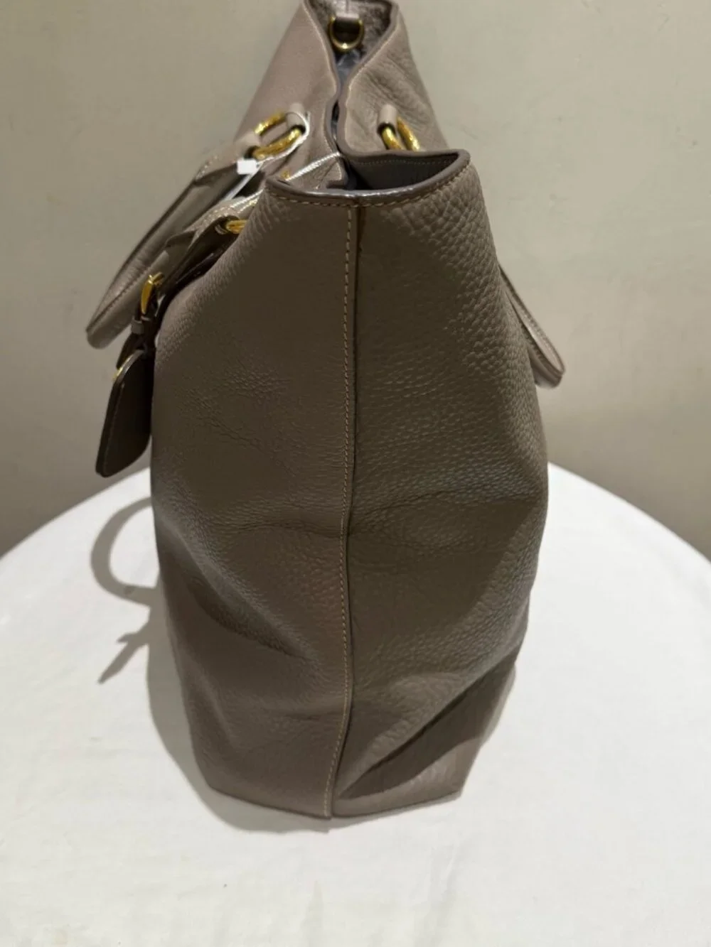 Prada Vitello Daino Elephant Grey Grain Leather Large Tote Handbag